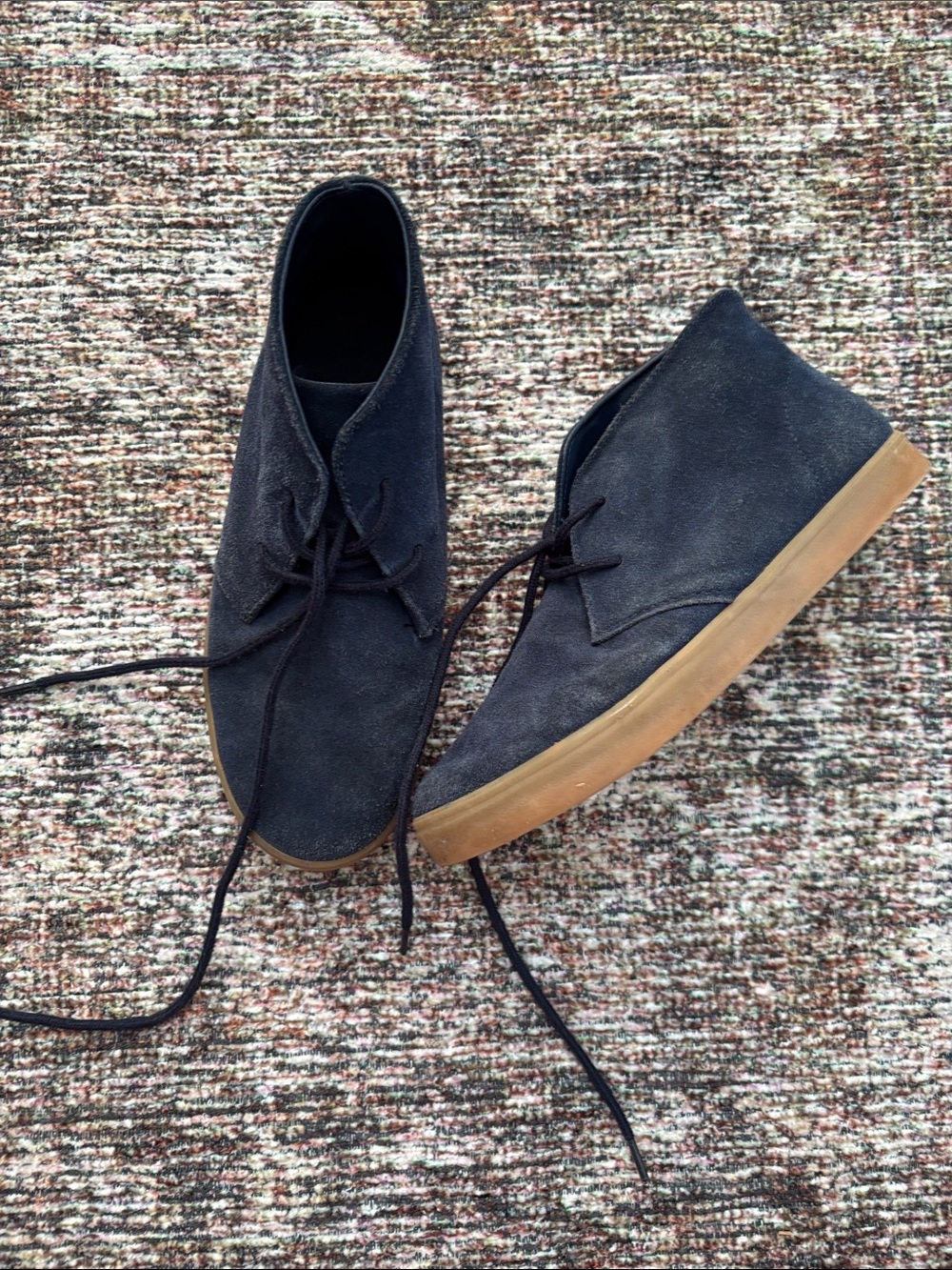 Janie and Jack Navy Suede Chukka Boots with Gum Sole